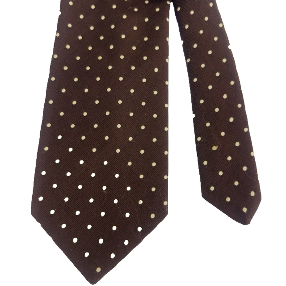 Regal Designer Collection Necktie Brown w/Tan Polka Dot Preppy Business VTG